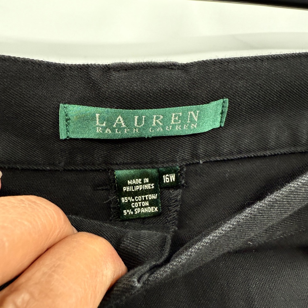 Lauren Ralph Lauren Black Women's 16W Zipper Pocket Classic Fit Trousers Pants - Picture 4 of 7